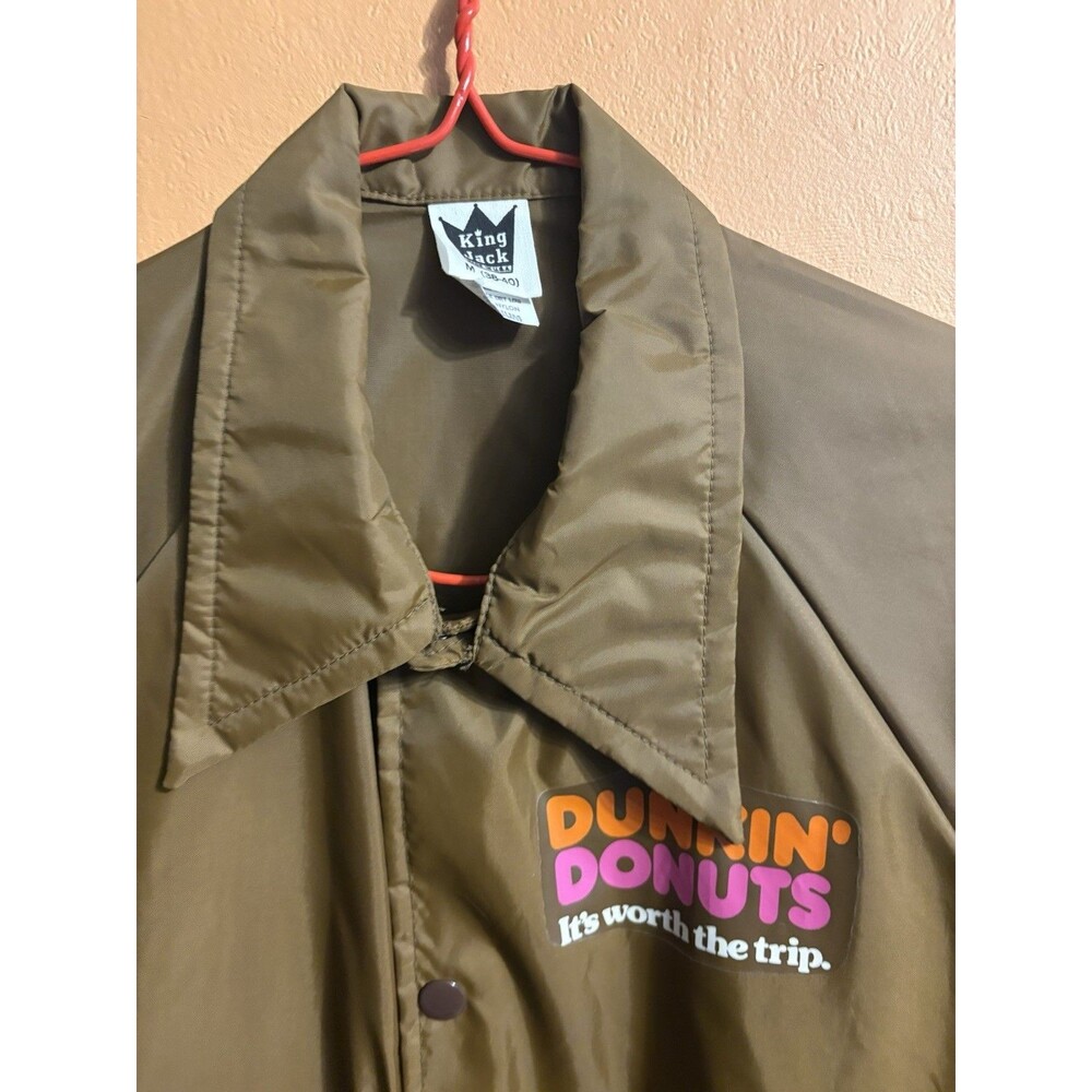 1970s 80s King Jack Button Up Windbreaker Dunkin Donuts Promo Jacket Rare Medium - Picture 2 of 8